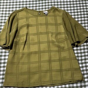 A New Day Olive Plaid Women's Blouse